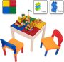 Decopatent Kindertafel met 2 Stoeltjes Speeltafel met bouwplaat en vlakke kant Geschikt voor Lego & Duplo Bouwstenen - Thumbnail 1