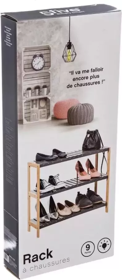 Decopatent Schoenenrek 3 etages Houten opbergrek voor 9 paar schoenen Bamboe Mdf Ruimtebesparend 3 laags schoenenplank - Foto 2