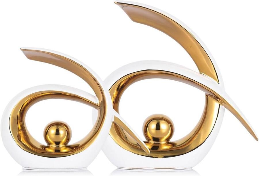Decoraccent porseleinen kunst midden eeuw moderne witte en gouden decoraties & witte centerpieces voor tafels abstract keramisch standbeeld sculptuur voor salontafel boekenplank
