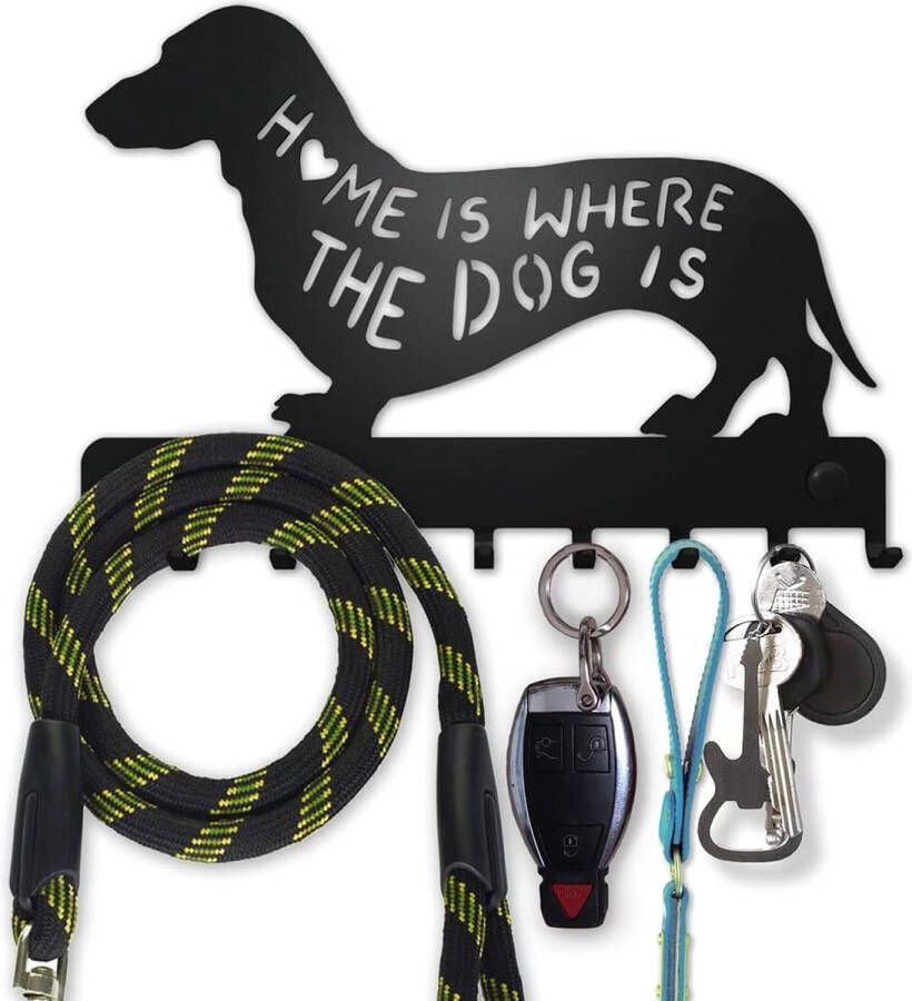 Decoratie hondengarderobe hondenriemhouder muur sleutelplank zwart wandhaken voor hondenriem halsband of sleutels cadeau-ideeën voor hondenbezitters wanddecoratie metaal