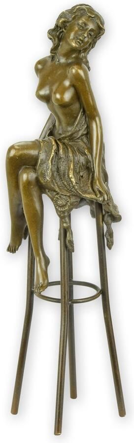 Decoratief Beeld Bronzen Op Een Barkruk Brons Wexdeco Brons 9.3 X 7.3 Cm