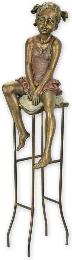 Wexdeco Decoratief Beeld Klein Meisje Op Kruk Resin 18 X 17.2 Cm