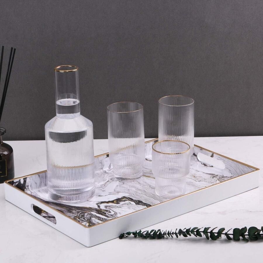 Decoratief dienblad marmering Rechthoekige ijdelheid lade en dienblad voor badkamer keuken Ottomaanse en salontafel 156 x 102 wit Coffee Table Tray