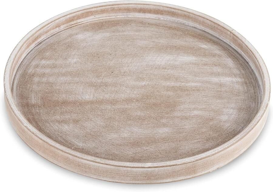 Decoratief dienblad voor salontafel landelijke centerpiece 1 stuk wit hout 31 cm