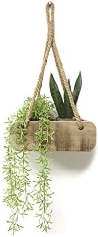 Decoratief hangrek in baksteenvorm 28 cm van oud hout wandrek van gerecycled hout vintage