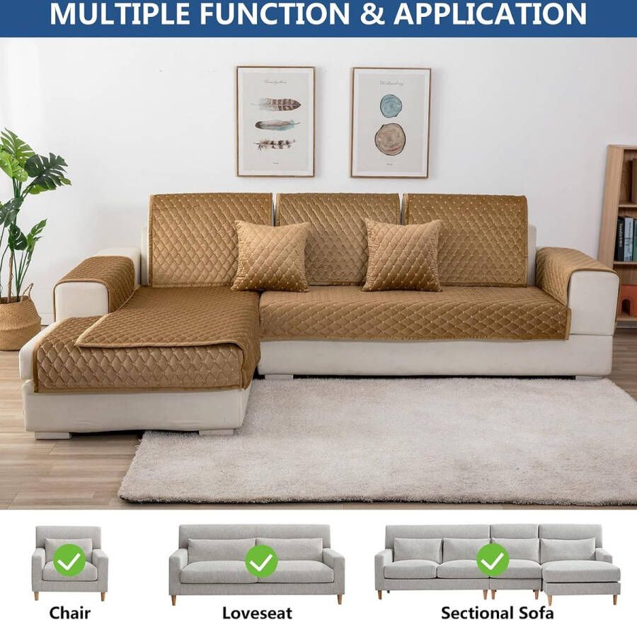 Decoratief kussen bankovertrek 3-zits anti-slip bankovertrek voor L-vorm chaise longue hoekbank 2-zits hoezen woonkamer stoel honden huisdieren koffiebruin 45 x 45 cm (slechts 1