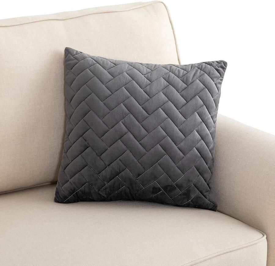 Decoratief kussen bankovertrek 3-zits anti-slip L-vorm chaise longue hoekbank 2-zits hoezen woonkamer donkergrijs 45 x 45 cm hoekbank overtrek