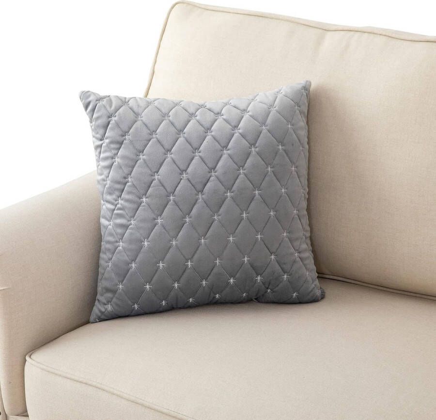 Decoratief kussen bankovertrek 3-zits antislip bankovertrek voor L-vorm bankbeschermer chaise longue hoekbank 2-zits hoezen woonkamer stoel honden huisdieren lichtgrijs 45 x 45 cm (slechts 1 stuk)