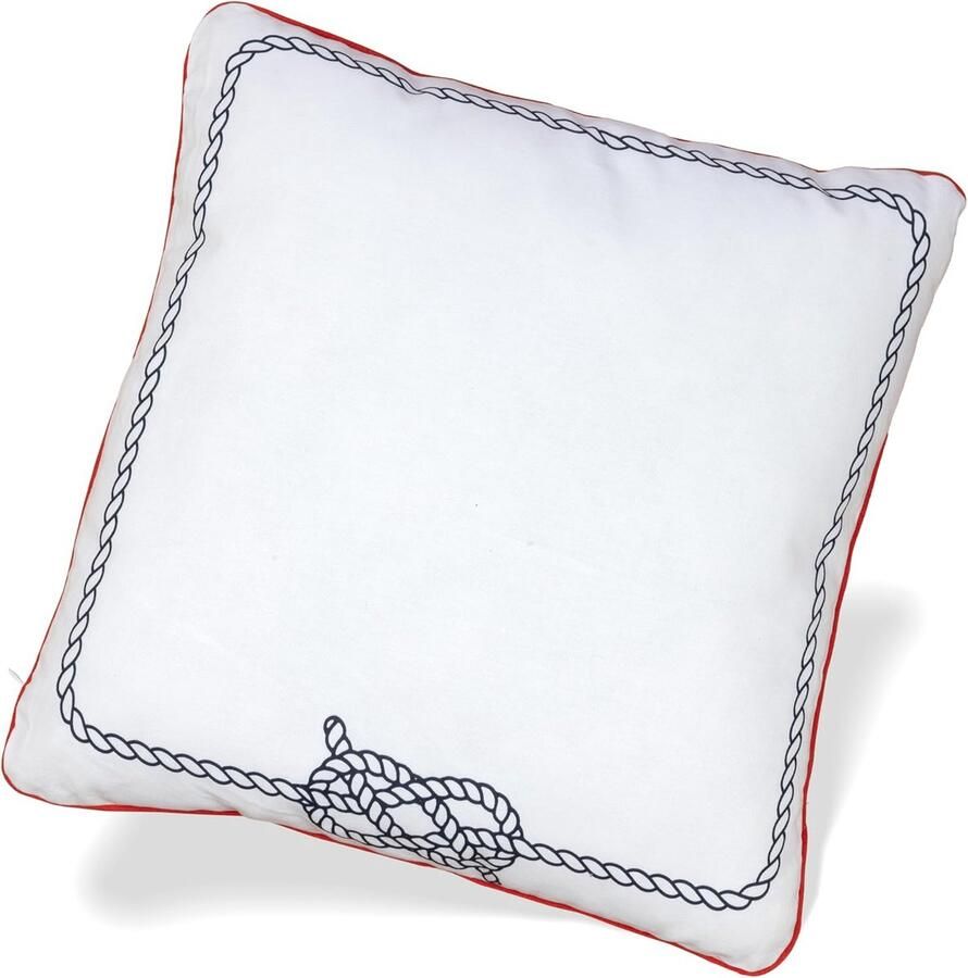 Decoratief kussen maritiem ankerknoopmotief beige en marineblauw kussen 45 x 45 cm decoratief kussen met vulling en hoes knuffelkussen nautisch voor bank en tuin buiten