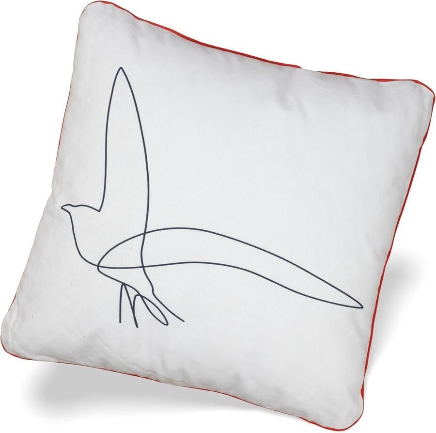 Decoratief kussen Maritiem Meeuwmotief Beige & Marineblauw Kussen 45 x 45 cm Decoratief kussen met vulling en hoes Knuffelkussen Maritiem voor bank en tuin Buitenkussens