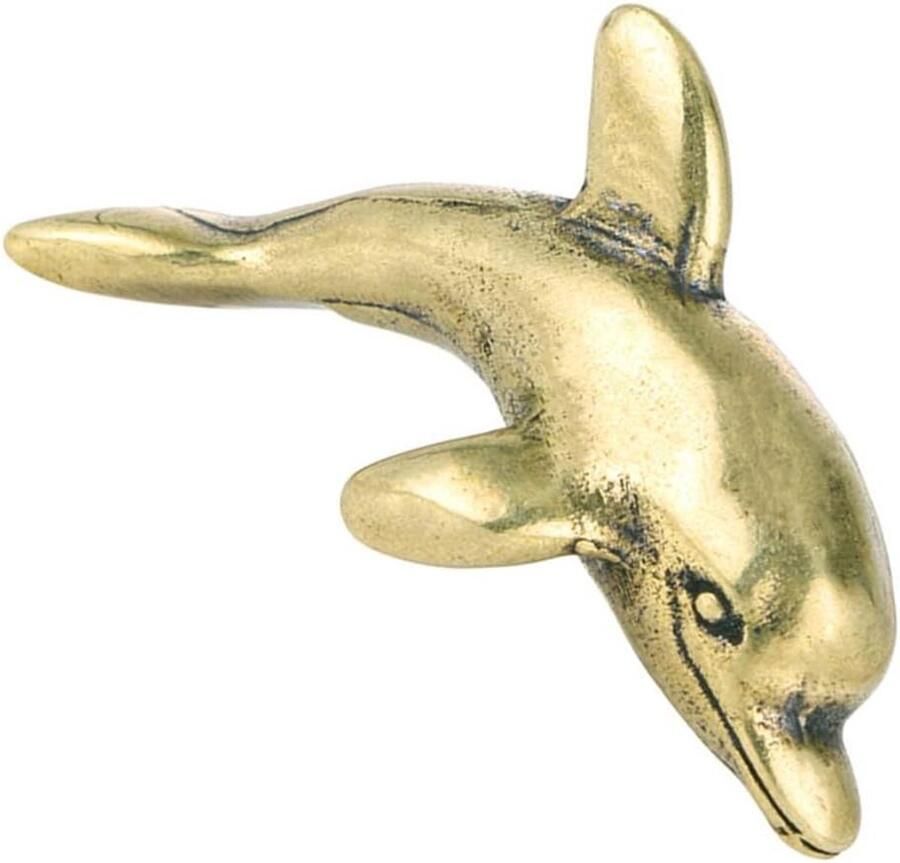 Decoratief messing beeldje van een dolfijn voor op bureau Zee dier beeldje voor Feng Shui tafeldecoratie en meer