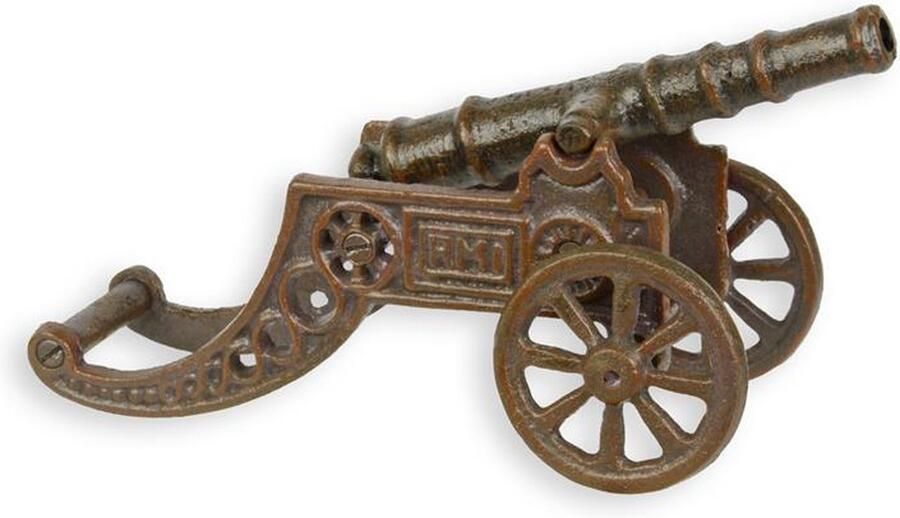 Decoratief modelkanon – gietijzer – vintage miniatuur kanon met antieke look robuuste gietijzeren replica voor woondecoratie & bureau verzamelobject cadeau voor liefhebbers spakenwielen en sierframe stabiel 3 2 kg – 22 2 cm