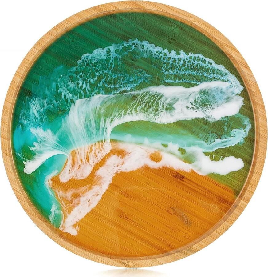 Decoratief Oceaan Patroon Bamboe Hars Dienblad Ronde Salontafel Decor Ottomaanse Keuken Badkamer IJdelheid Home Decor