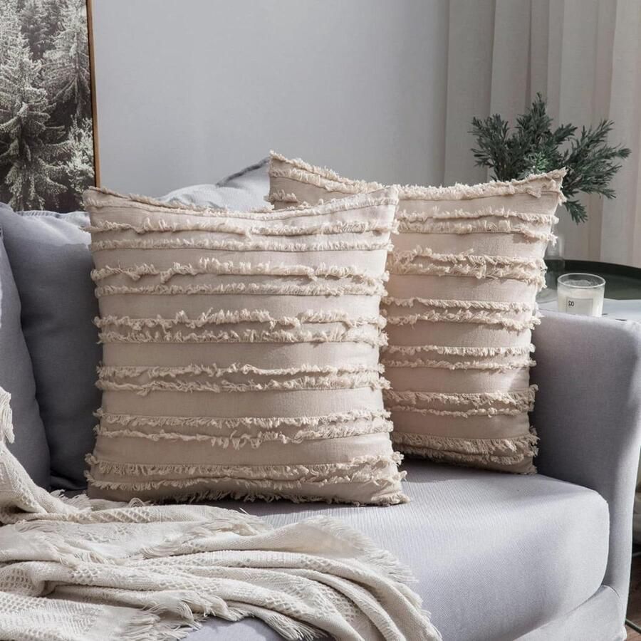 Decoratief sierkussen met franjes Boho-stijl Superzacht Slaapbank bank slaapkamer 2-delige set