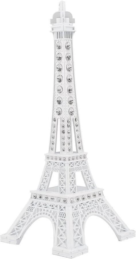 Decoratieve Strass Eiffeltoren Beeldje voor Bureau 18 cm Wit Elegante Tafeldecoratie voor Thuis of Kantoor