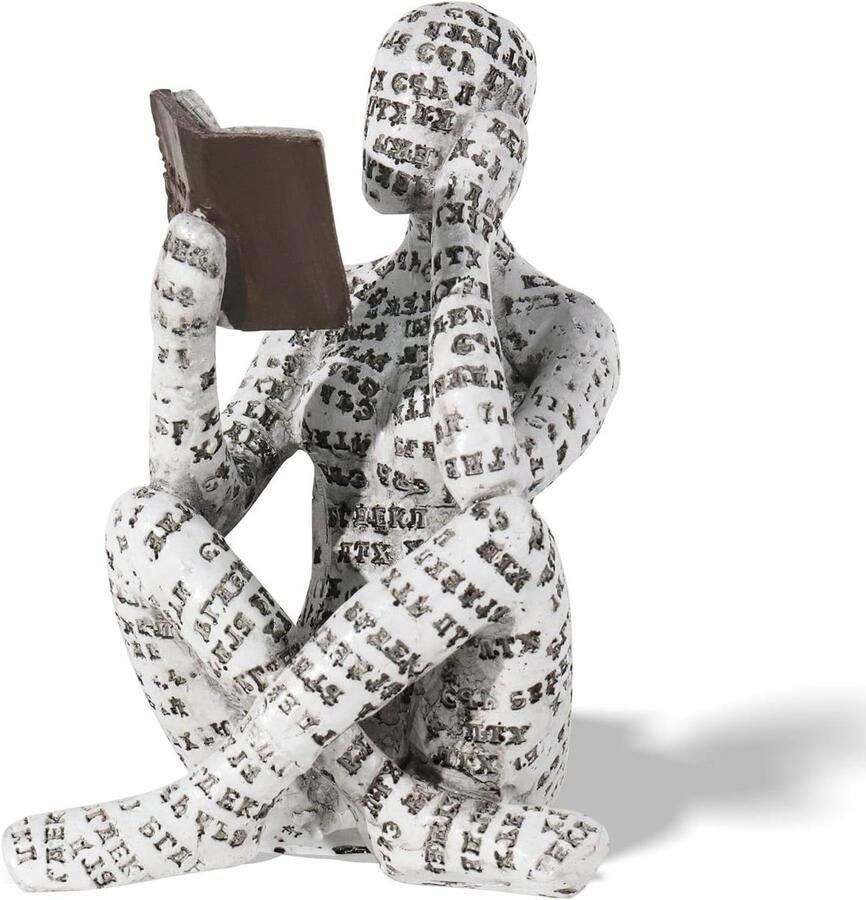 Decoratief vrouwenfiguur voor plank Denker stijl leesfiguur beeldje van hars Sculptuur van een innovatieve dame voor slaapkamer bureau of kantoor