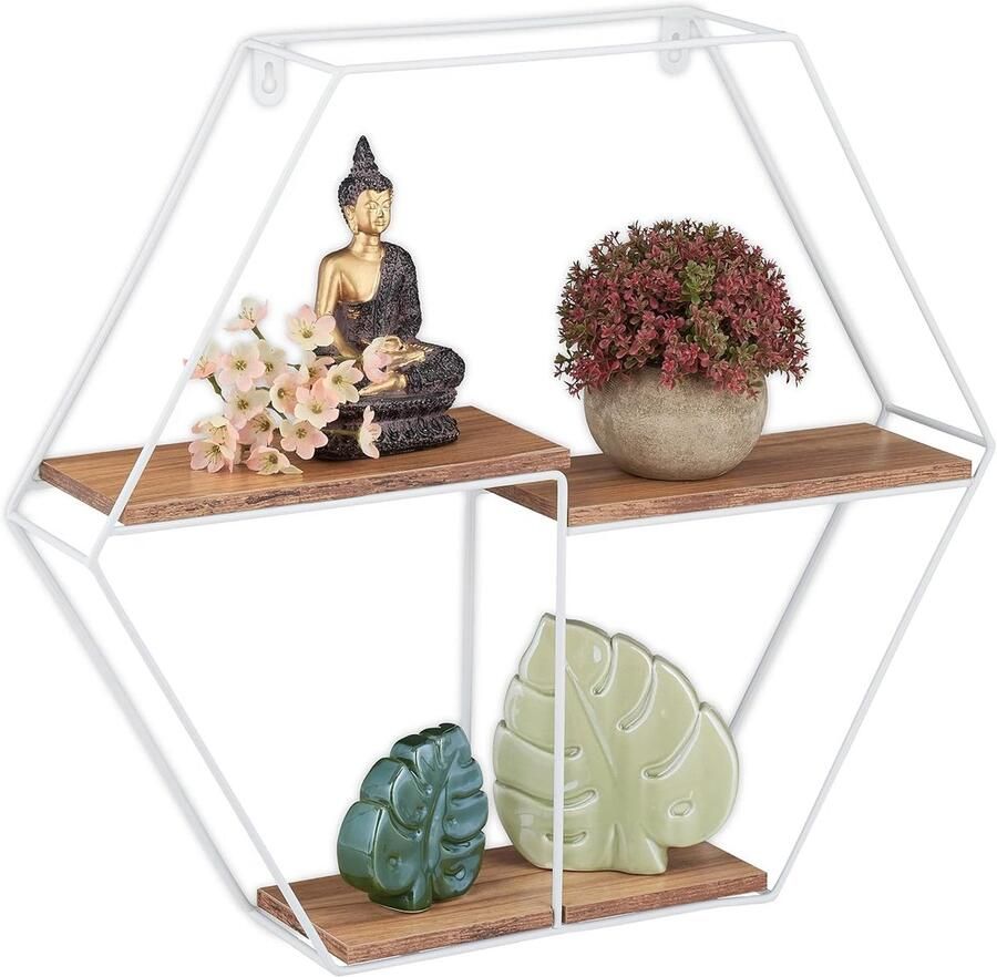 Decoratief wandrek Opbergruimte 1 stuk Wit Houtlook