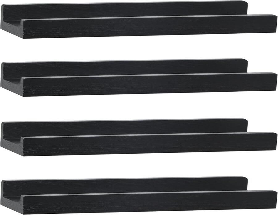 Decoratief Wandrek van Hout met Beschermingsleuning Set van 4 Voor Ruimtes en Doeleinden