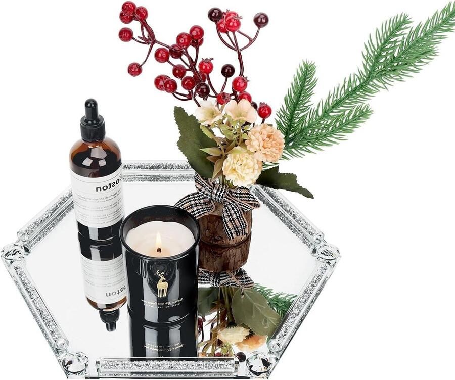 Decoratief zilveren spiegeldienblad voor make-uptafel decoratie en sieradenschaal cosmetica organizer voor badkamer en slaapkamer commode spiegellade