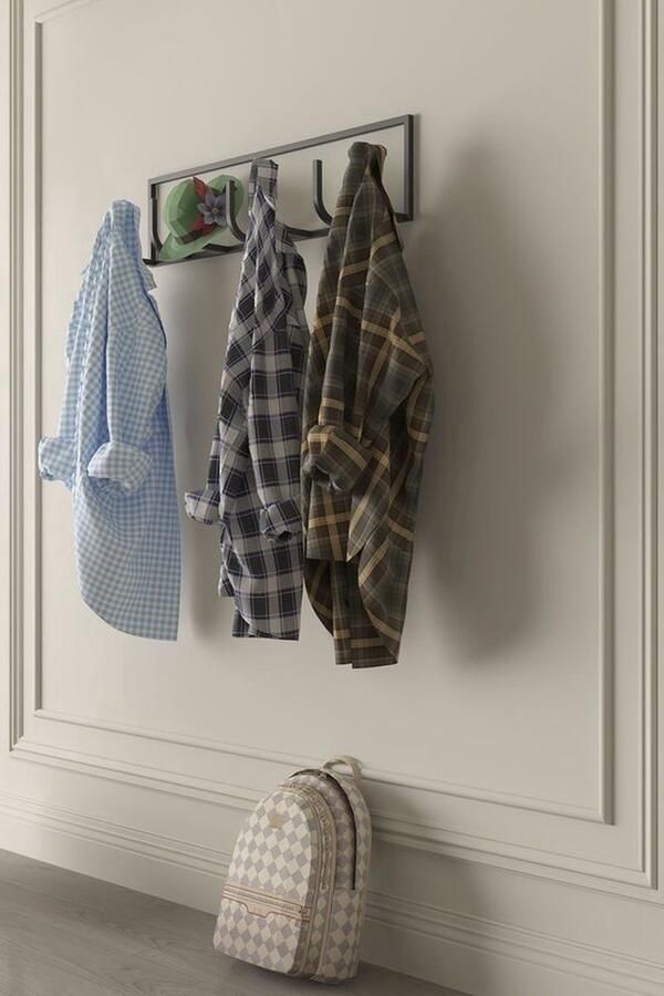 Decoratieve 7 Haken Wandmontage Kapstok IJzeren Muurkapstok Metalen Kapstok Kledinghanger Wandgemonteerde hanger 60 cm Zwart