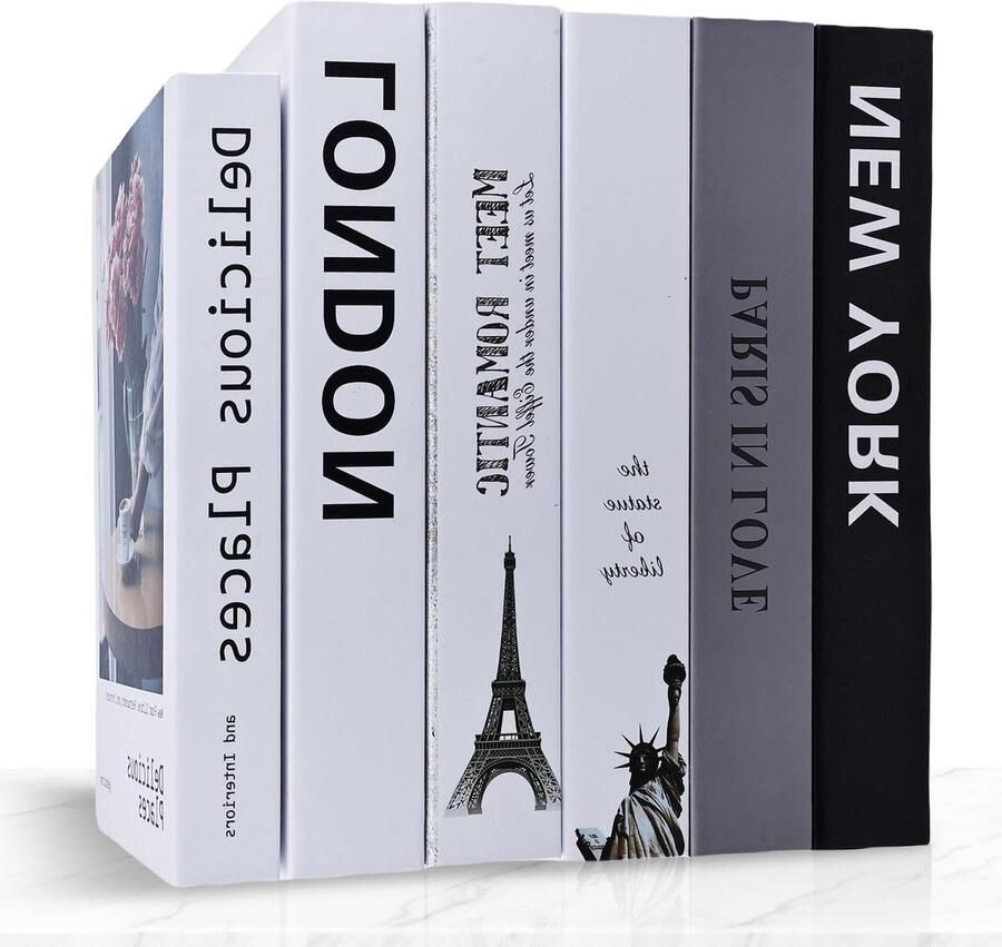 Decoratieve Boeken Moderne Hardcover Set van 6 Wooncultuur Boekenkast Salontafel Kantoor Geen Pagina's