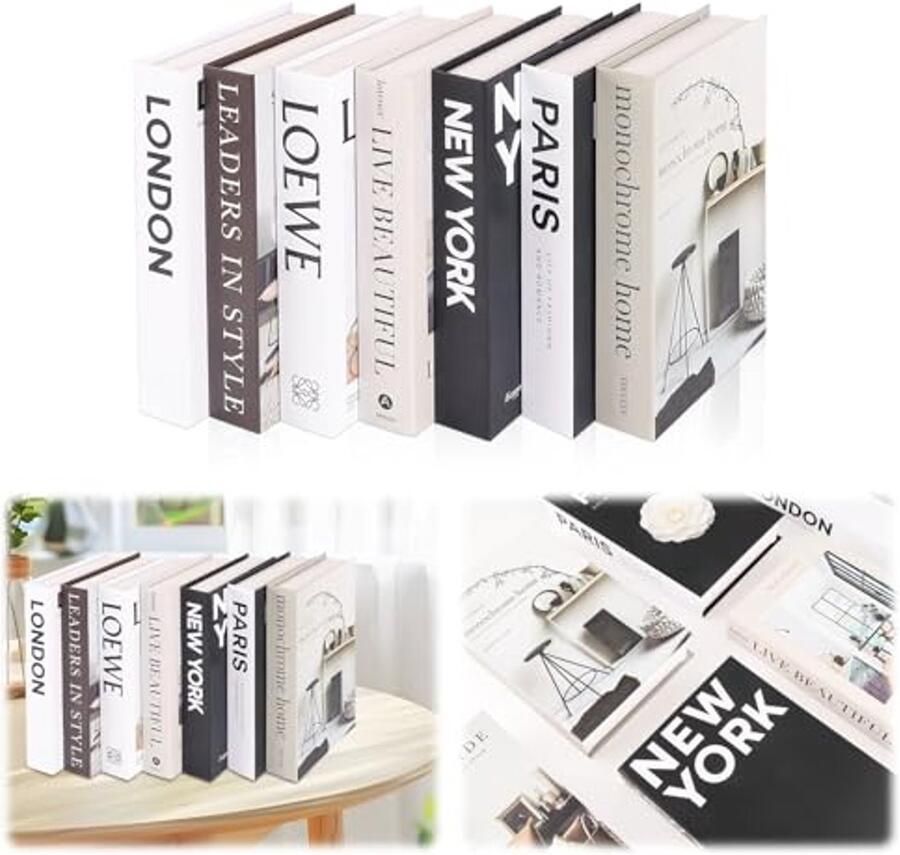 Decoratieve Boeken voor Woondecoratie Set van 8 Opvouwbare Kunstboeken voor Salontafel en Planken
