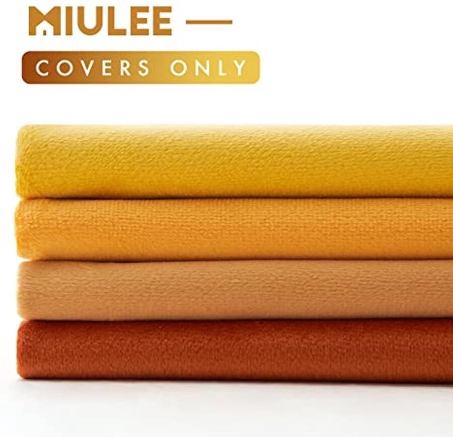 Decoratieve Fluweelzachte Kussenslopen Set van 4 45 x 45 cm voor Woonkamer Bed en Stoel Oranje-Geel