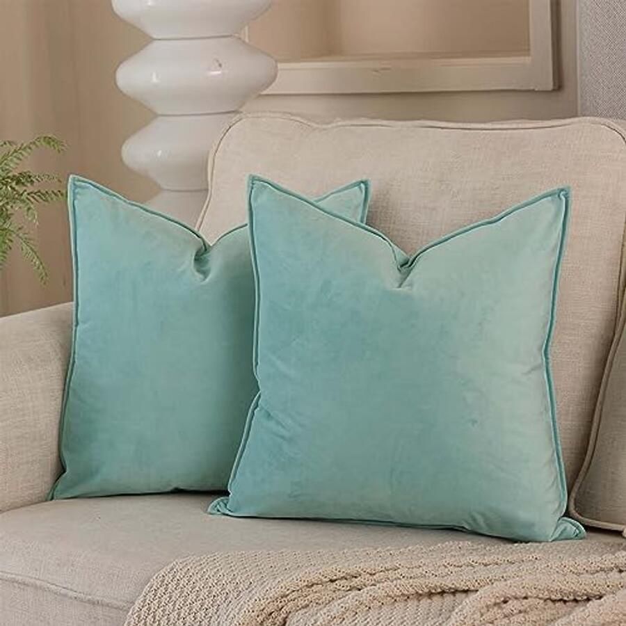 Decoratieve fluwelen kussenhoezen 45 7 x 45 cm Set van 2 met onzichtbare rits voor bank of bed