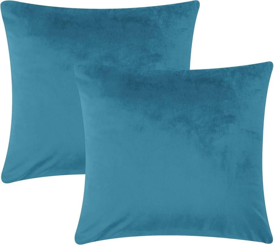 Decoratieve Fluwelen Kussenhoezen 45 x 45 cm 2 Stuks Groenblauw voor Bank en Slaapkamer