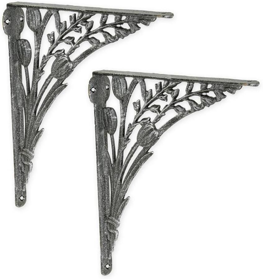 Gietijzeren Wandsteunen Set van 2 Decoratieve Muurbeugels voor Planken en Decoratie Stevige Industrieel Vintage Plankdragers