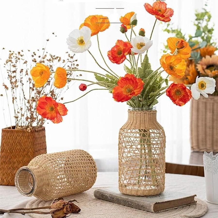 Decoratieve glazen vaas voor pampasgras paillevaas en transparante bloemenvaas hydrocultuur planten pot de Fleurs Japonais Centre de Table Mariage Bureau Home (105 x