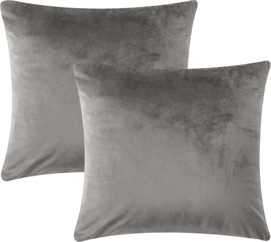 Decoratieve grijze fluwelen kussenslopen 45x45 cm Set van 2 voor bank en slaapkamer