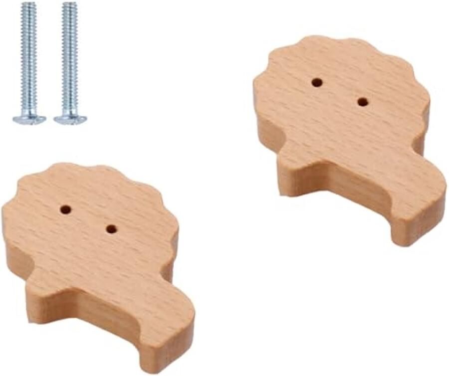 Decoratieve Houten Dierenkastknoppen voor de Kinderkamer 2 Stuks