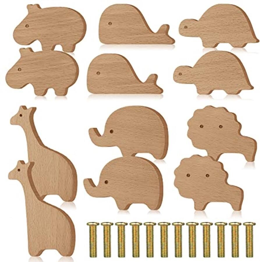 Decoratieve Houten Dressoirknoppen met Dierenmotief voor Kinderkamer