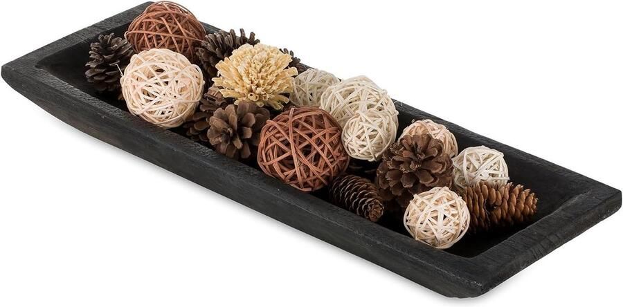 Decoratieve houten schaal voor deeg en tafeldecoratie Natuurlijke kandelaar voor eetkamer en keuken Rustieke en onbehandelde decoratie met lange tafel midden