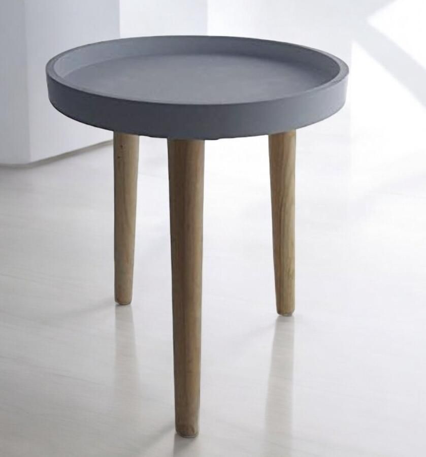 Decoratieve houten tafel 36 x 30 cm grijs kleine bijzettafel salontafel
