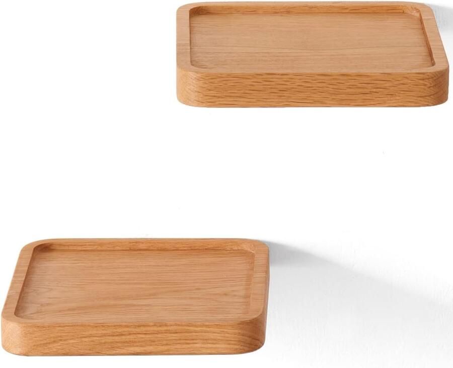 Zwevend wandrek klein vierkant set van 2 hout