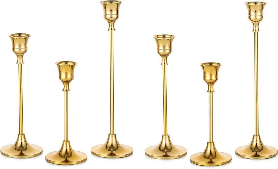 Decoratieve Kaars Houder Metaal Goud Set van 2 Geschikt voor Taper Kaars Open Haard Mantel Eettafel Woondecoratie