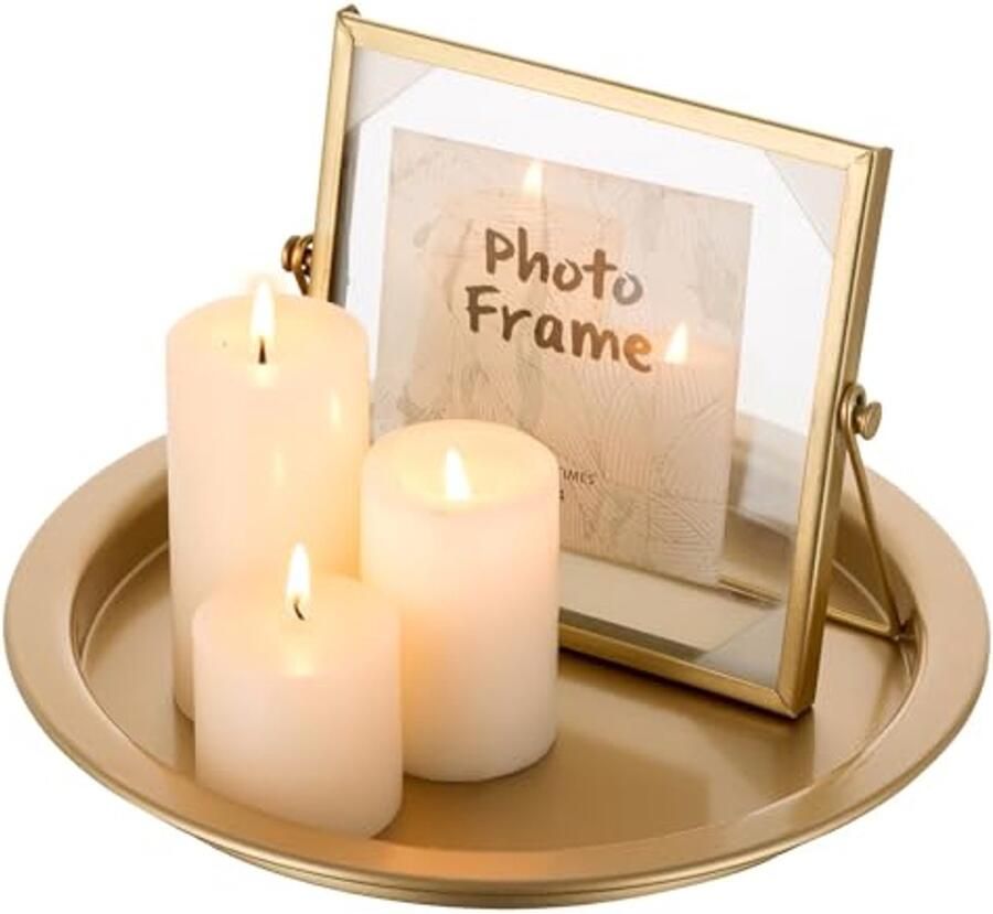 Decoratieve Kaarsenhouder Tray 25cm Gouden Metalen Kaarsenstandaard voor Tafels