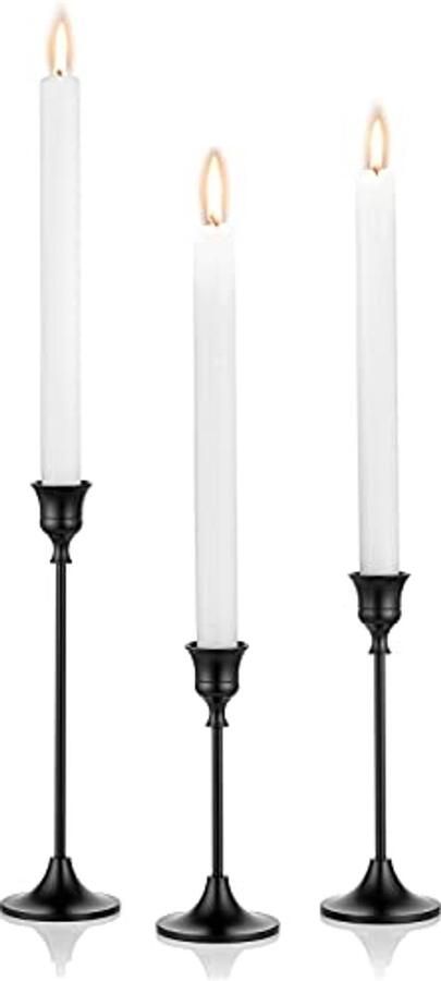 Decoratieve Kaarsenhouders voor Eettafel Conische Kaarsen Perfect voor Bruiloft Kerst & Feest (Set van 3)