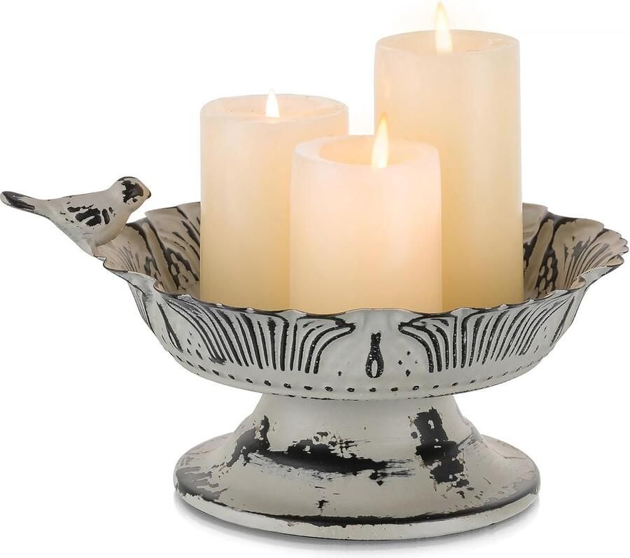 Decoratieve kandelaar vintage met vogel kandelaar kaarsenhouder shabby chic metalen kaarsenhouder voor de decoratie van de open haard eettafel boerderij