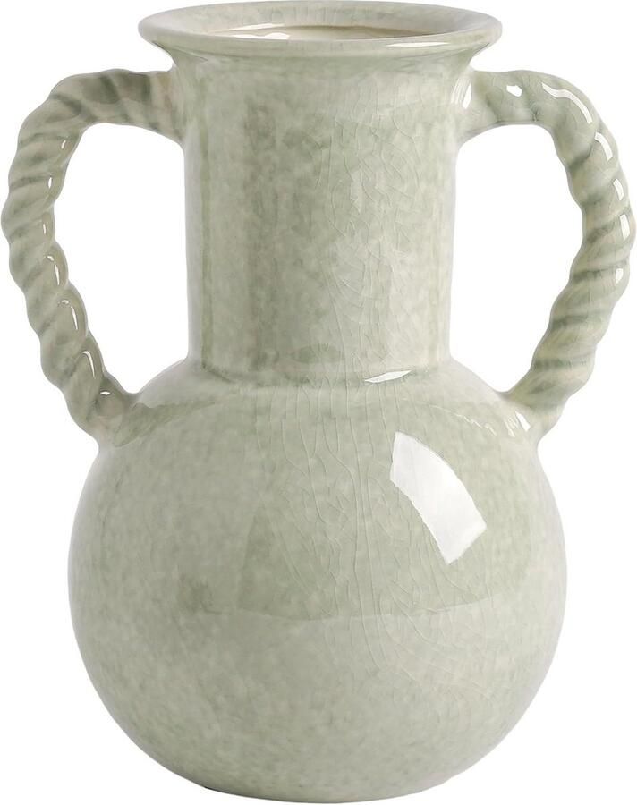 Decoratieve keramische vazen groene vintage porseleinen vaas voor huisdecoratie boerderij rustieke crackle vaas voor bloemen tafel schoorsteenaccent boekenkast woonkamer