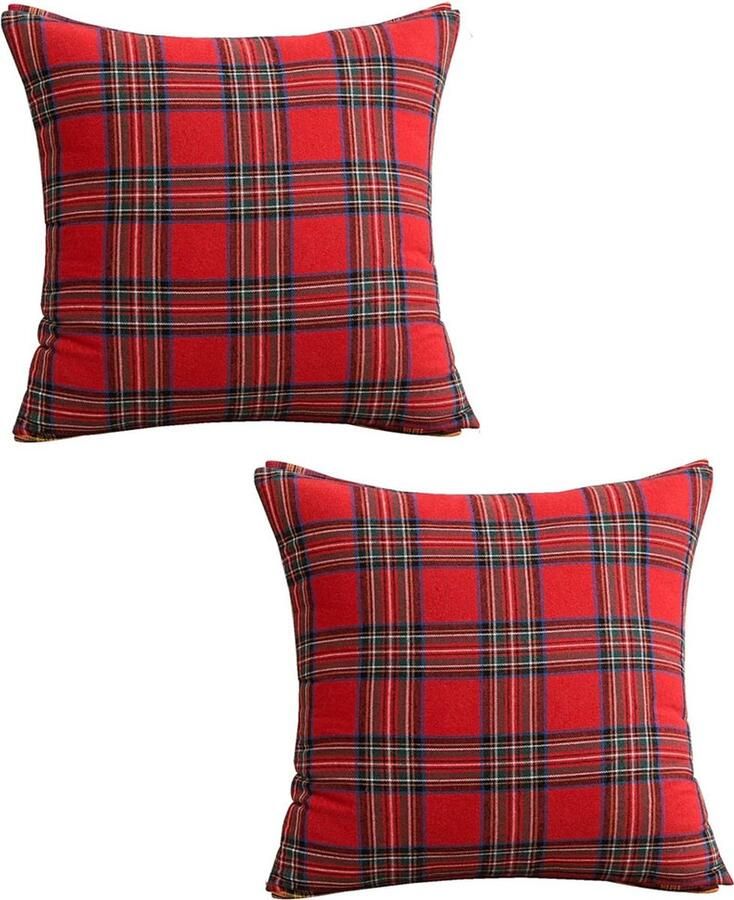 Decoratieve kerstkussenhoezen pillowcase zonder kern 45x45cm 2 stuks Christmas Plaid Cushion Cover Christmas Pillow Cover Bed Sofa Home Decor