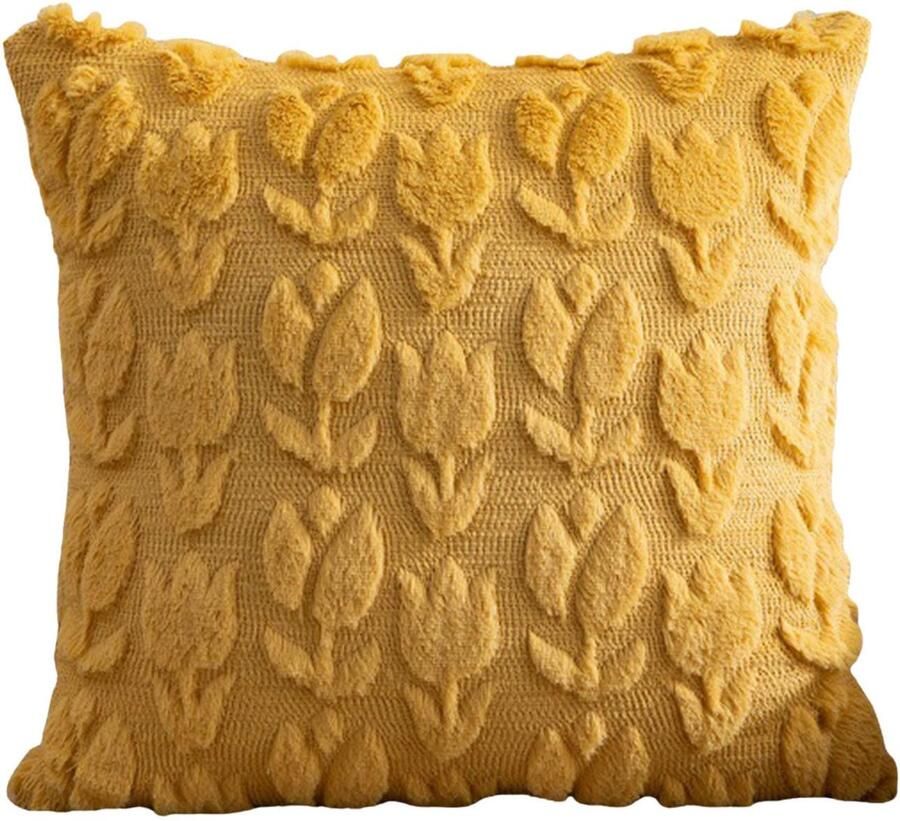 Decoratieve kussenhoes pluchen tulpenprint 1 pak Diamond Spring Summer Farmhouse Decor 18x18 inch schattige bohemian kussensloop voor bank woonkamer woondecoratie