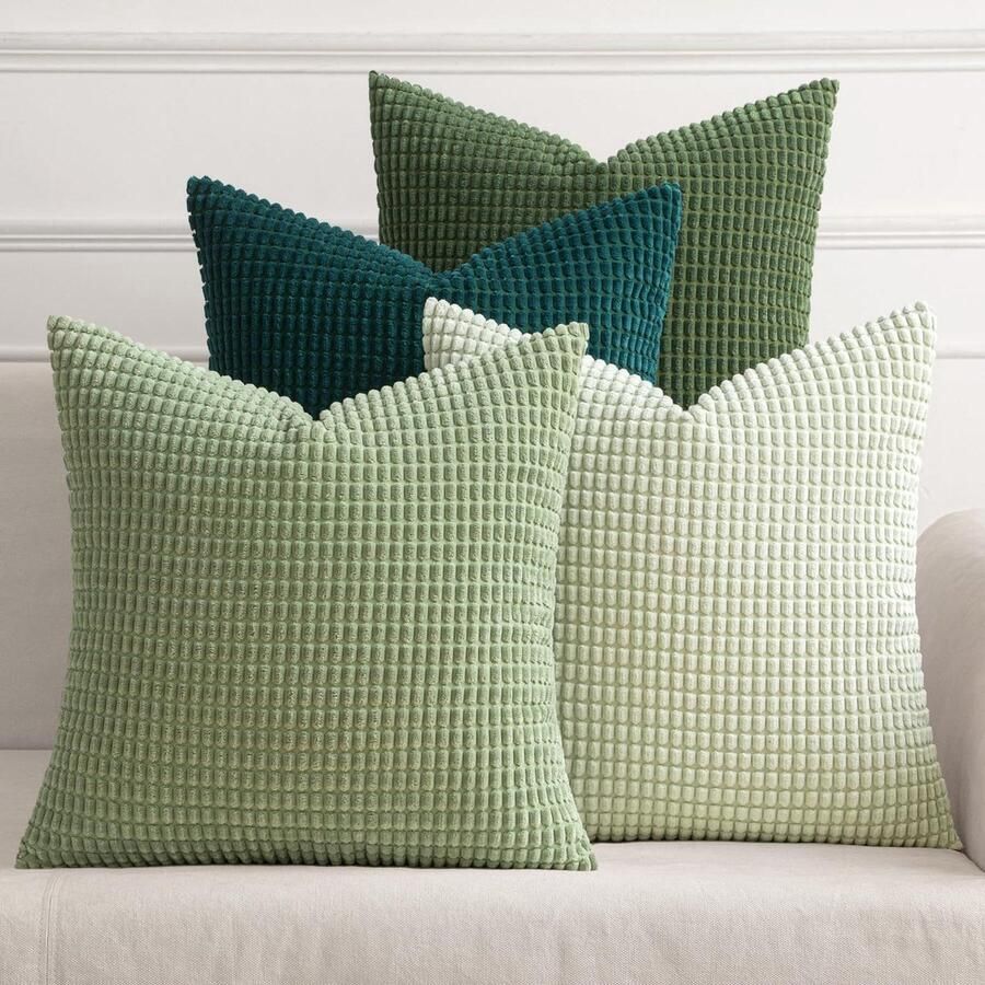 Decoratieve Kussenhoezen Korrelvormige Polyester Kussenhoes Modern Zacht Duurzaam Vierkant Voor Woonkamer Slaapkamer Huis Stoel 45 x 45 cm 4 Stuks Forest Green Series