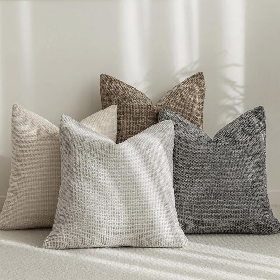 Decoratieve Kussenhoezen Set van 4 Neutrale Luxe Corduroy voor Woonkamer Bank en Bed 45 x 45 cm