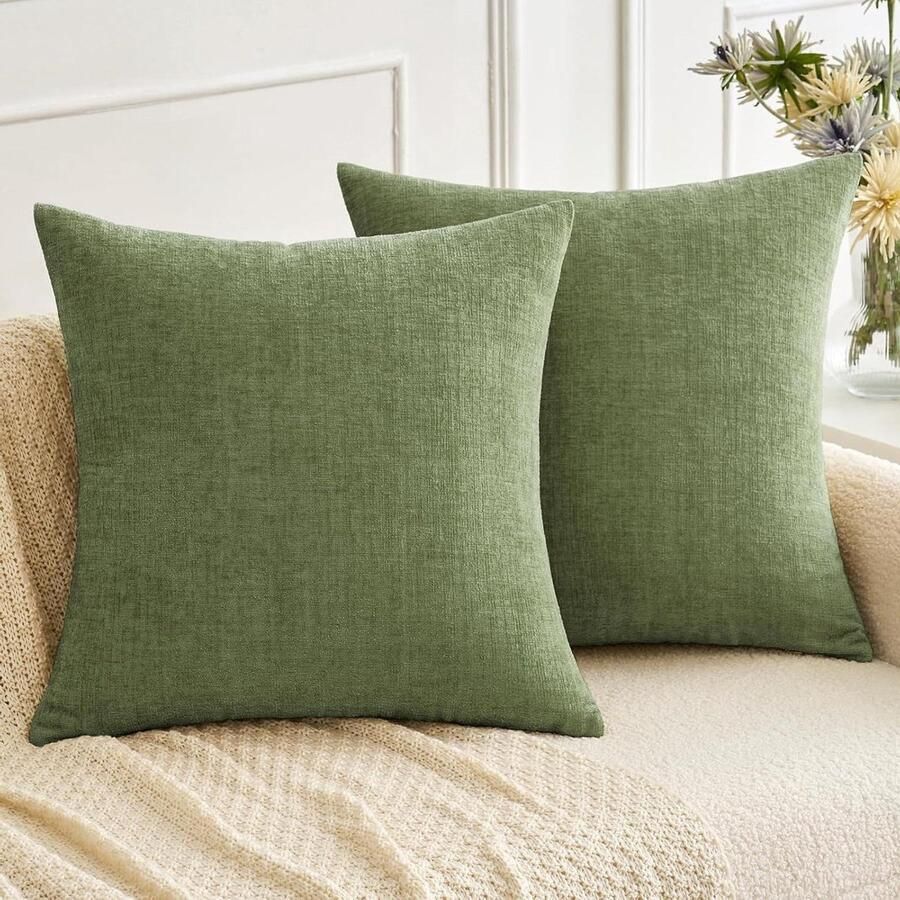Decoratieve kussenhoezen zachte chenille woonkamer bank eenvoudige kussenhoezen 40 x 40 cm groen