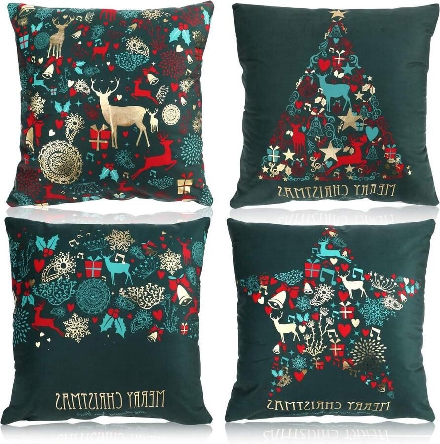 Decoratieve kussensloop groen Elegant kerstmis Decoratief kussensloop voor bank auto kantoor bed Thuis woonkamer 45 x 45 cm Sfeervol interieur accessoire Feestelijke kerstdecoratie