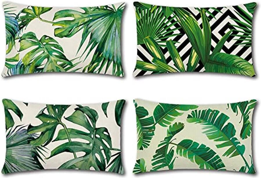 Decoratieve Kussensloop Set van 4 Ademend Sierkussen Multifunctioneel voor Sofa Bed en Tuin 30 x 50 cm