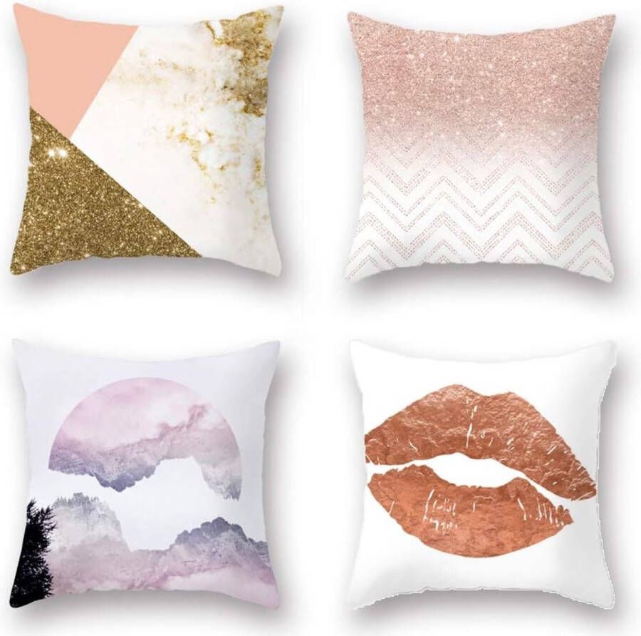 Decoratieve kussenslopen 4-delige set kussenslopen beschermers sofakussen pluizen voor woonkamer bank slaapkamer hotel (45 x 45 cm)
